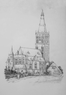 Martinuskerk te Tegelen (1-A) ongeveer 1898 - schets